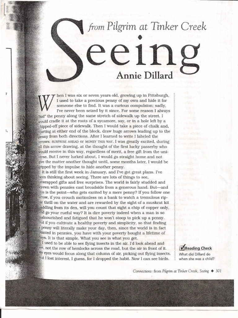 seeing annie dillard citation how does the poet annie dillard describe nature? quizlet